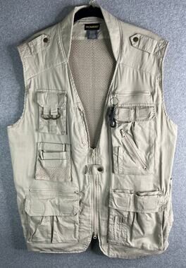 Promaster Utility Fishing Vest Mens XL Beige Multi Pocket Mesh Outdoor Zip